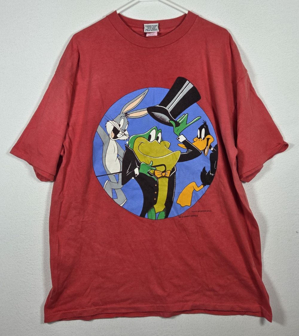 VTG Men's 1995 WB Looney Tunes Michigan J Frog Bugs Daffy Graphic T-shirt XL